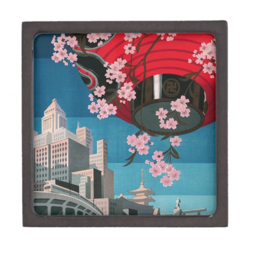 Japan Tokyo Vintage Japanese Travel Poster Jewelry Box