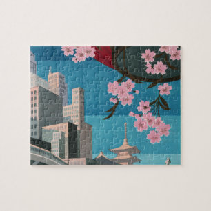 Japan Tokyo Vintage Japanese Travel Poster Jigsaw Puzzle