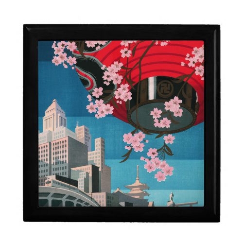 Japan Tokyo Vintage Japanese Travel Poster Keepsake Box