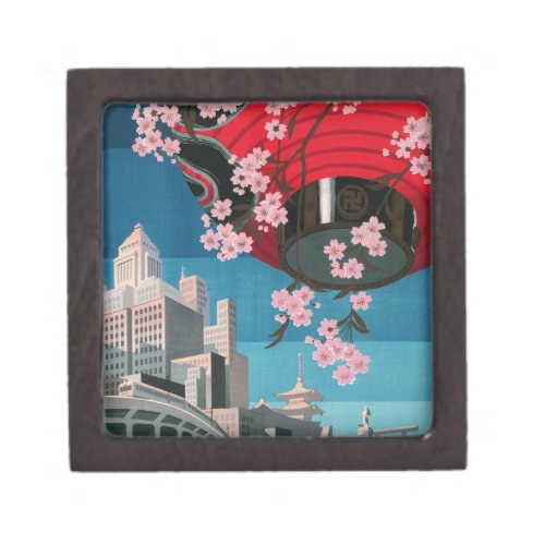 Japan Tokyo Vintage Japanese Travel Poster Keepsake Box