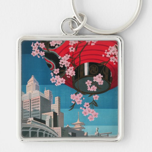 Japan Tokyo Vintage Japanese Travel Poster Keychain