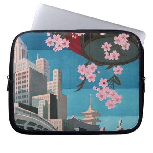 Japan Tokyo Vintage Japanese Travel Poster Laptop Sleeve