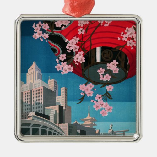 Japan Tokyo Vintage Japanese Travel Poster Metal Ornament