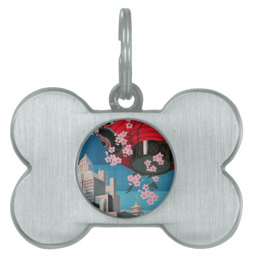 Japan Tokyo Vintage Japanese Travel Poster Pet ID Tag