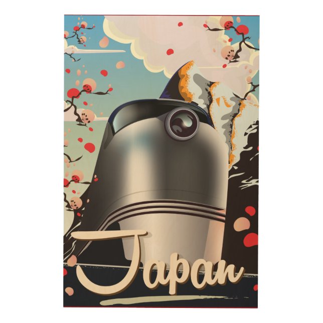 Japan Train vintage travel poster. Wood Wall Art (Front)