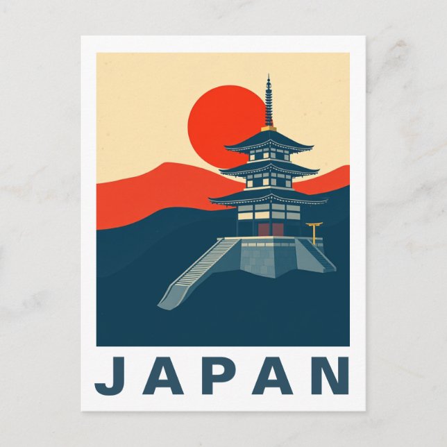 Japan Travel Art Pagoda Temple Postcard (Front)
