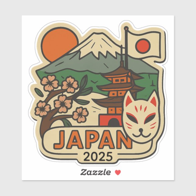 Japan Travel Design with Custom Year Sticker (Sheet)