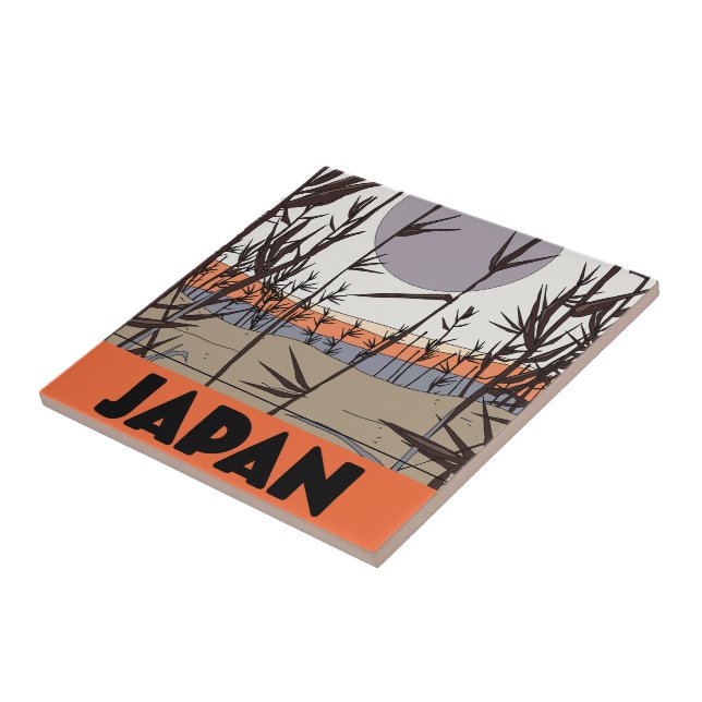 Japan travel poster ceramic tile (Side)