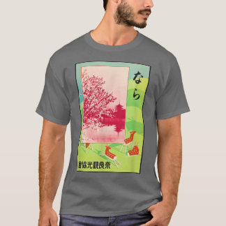 Japan Travel Poster - Cherry Blossoms - Sika Deer  T-Shirt