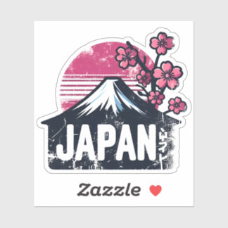 Japan Travel Sticker Design with Iconic Landmarks