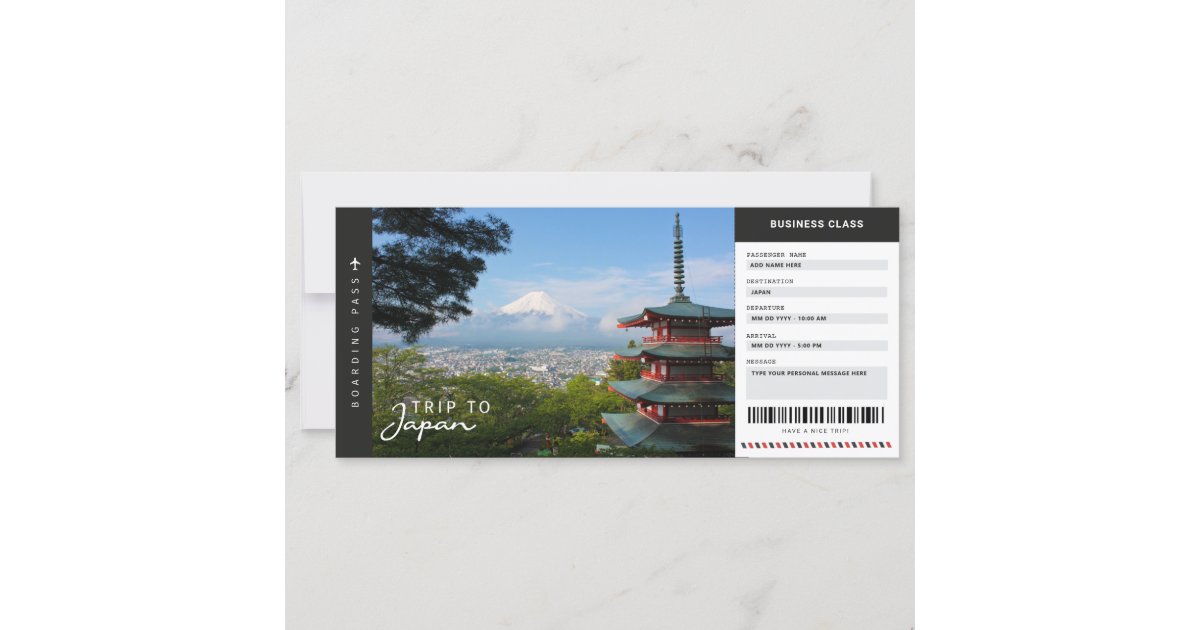 Japan Trip Boarding Pass Travel Vacation Ticket | Zazzle