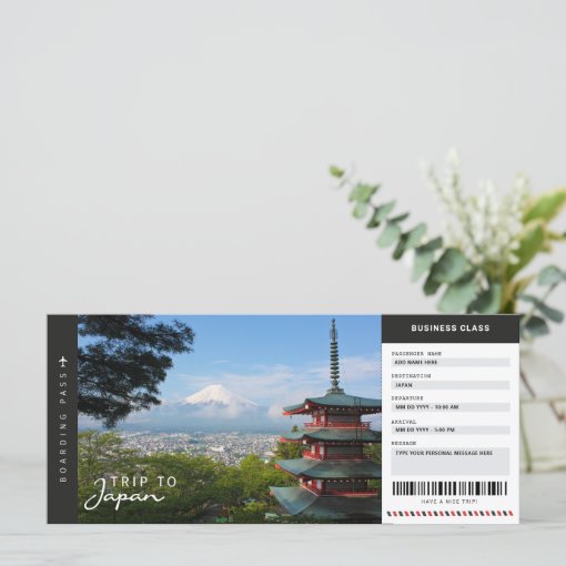 Japan Trip Boarding Pass Travel Vacation Ticket | Zazzle