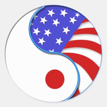 Japan Usa Yinyang Appeal Sticker by funny_tshirt at Zazzle