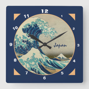 Japan & Vintage Art Great Wave off Kanagawa Time S Square Wall Clock