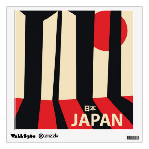 Japan vintage forest travel poster. wall decal