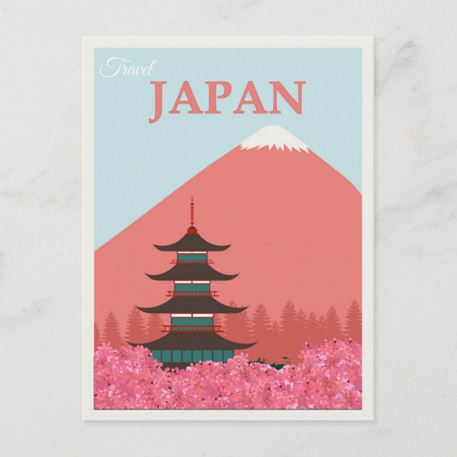 Japan Vintage Japanese Mount Fuji Travel Poster Postcard (Front)