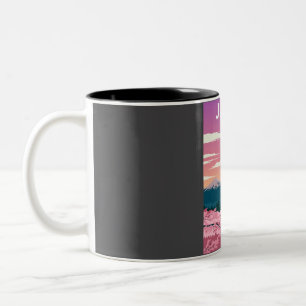 Japan Vintage Minimal Retro Travel Poster  Two-Tone Coffee Mug