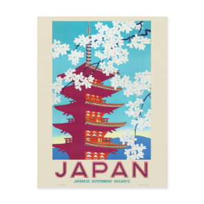 Japan Vintage Travel Poster 1930s Postcard