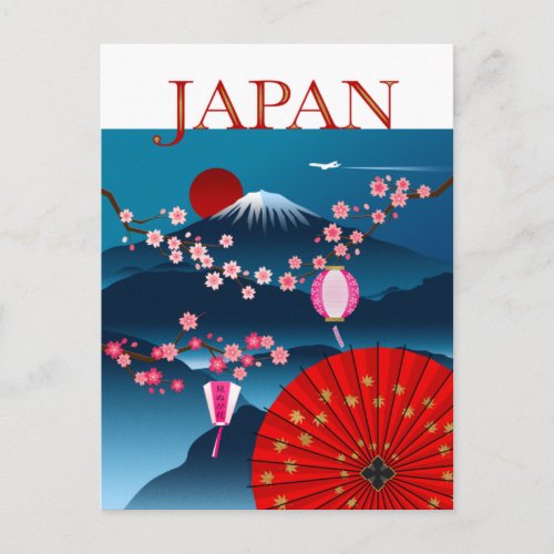 Japan Vintage Travel Poster l Mount Fuji Postcard