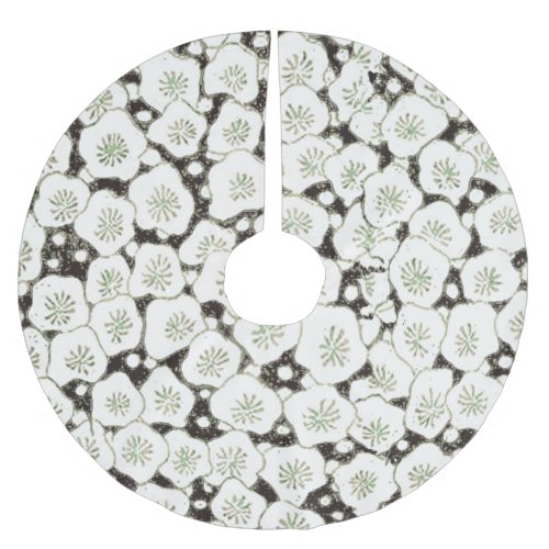 Japan White Flower floral garden Brushed Polyester Tree Skirt