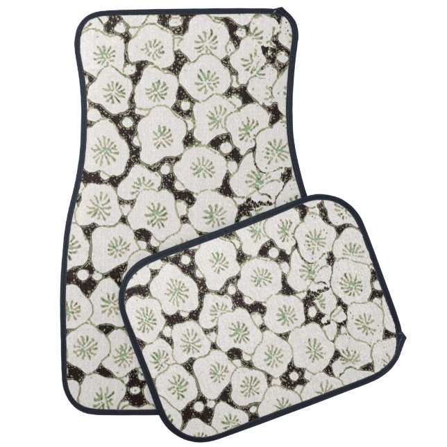 Japan White Flower floral garden Car Floor Mat (Set)