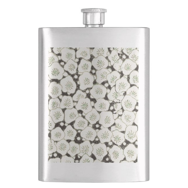 Japan White Flower floral garden Flask (Front)