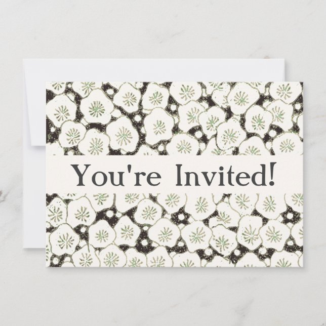 Japan White Flower floral garden Invitation (Front)
