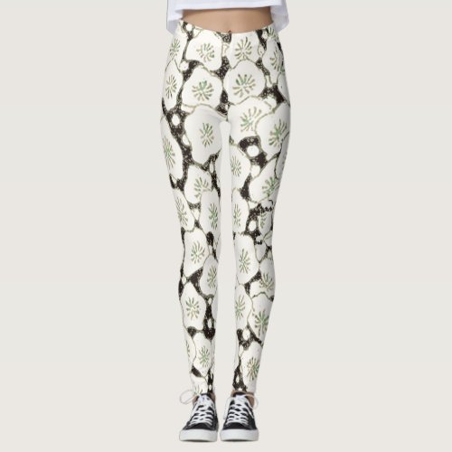 Japan White Flower floral garden Leggings