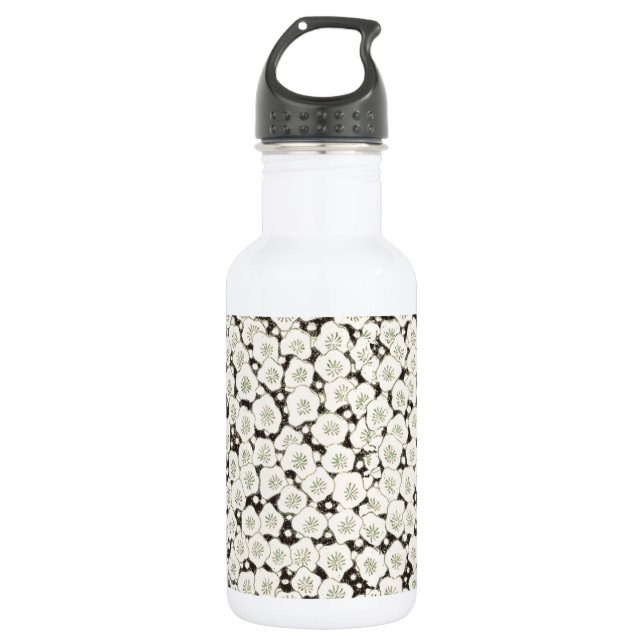 Japan White Flower floral garden Stainless Steel Water Bottle (Front)