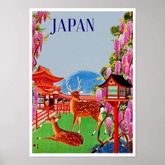 Japan with Deer Poster (Front)