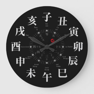 Japan zodiac signs style [black face] large clock