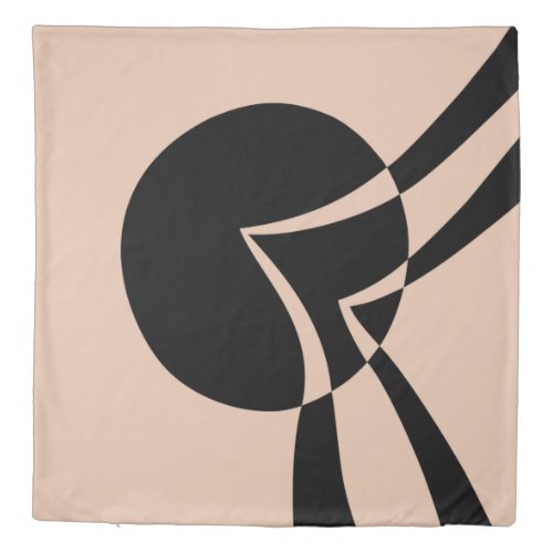 Japandi Black And Beige Abstract Art Duvet Cover