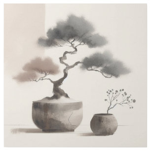 Japandi Bonsai Tree in Calm Neutrals Gallery Wrap