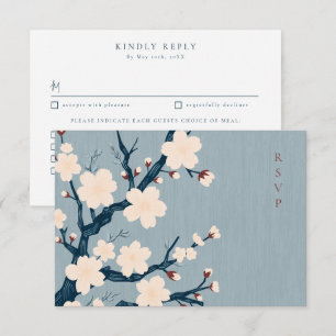Japandi cherry blossom meal choices RSVP Card