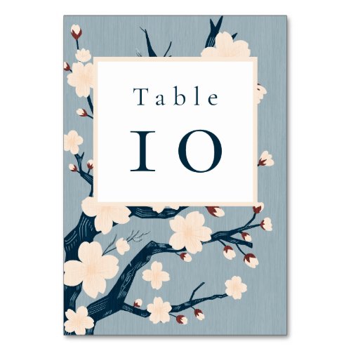 Japandi cherry blossoms wedding table number