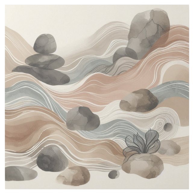 Japandi Earth Waves Abstract Zen Harmony Gallery Wrap (Front)
