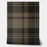 Japandi Farmhouse Plaid in Olive and Brown Wallpaper
