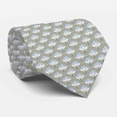 Japandi floral pattern _ Earth Neck Tie