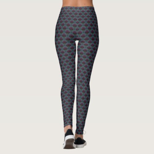 Japandi floral pattern _ Midnight Leggings