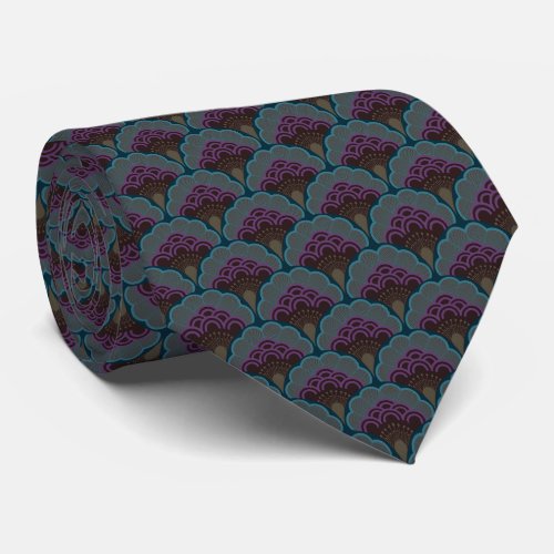 Japandi floral pattern _ Midnight Neck Tie