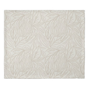 Japandi Line art leaves minimal neutral beige Duvet Cover