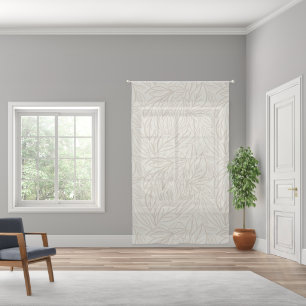 Japandi Line art leaves minimal neutral beige Sheer Curtains