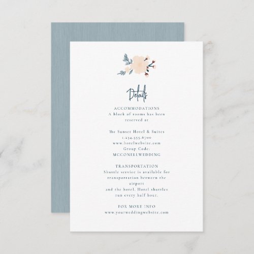 Japandi minimalistic wedding details card