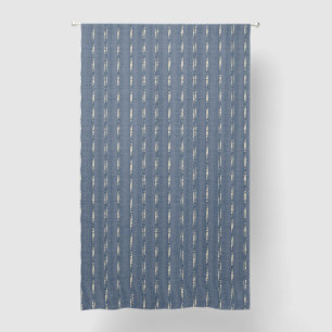 Japandi navy blue denim lines neutral geometric blackout curtains