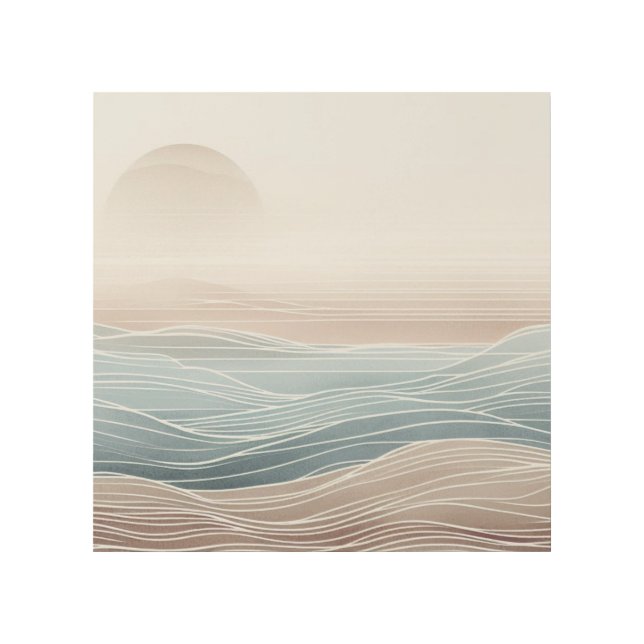Japandi Ocean Horizon Soft Wave Layers Gallery Wrap (Front)