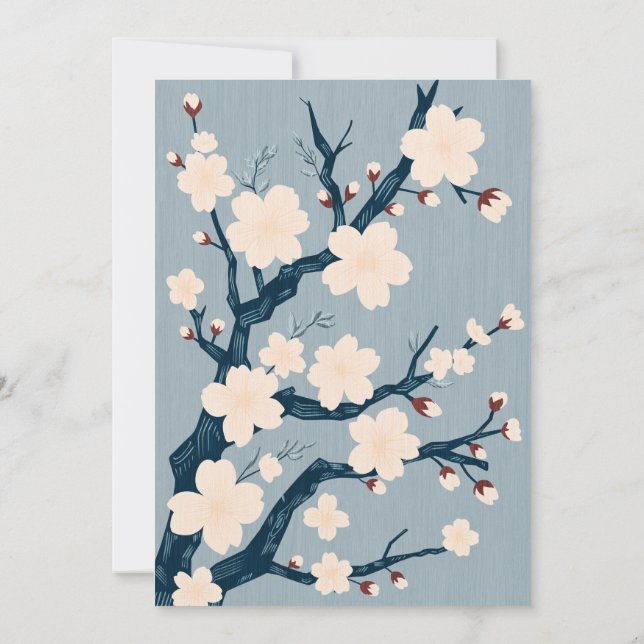 Japandi (scandi-japanese) wedding invitation (Back)