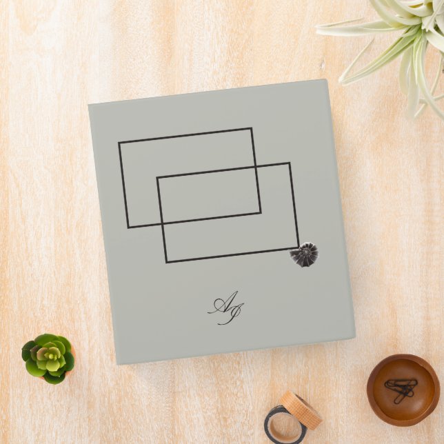 Japandi sea life coastal beige neutral monochrome 3 ring binder (In Situ)