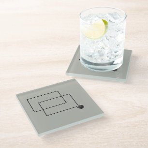 Japandi sea life coastal beige neutral monochrome glass coaster