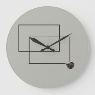 Japandi sea life coastal beige neutral monochrome large clock