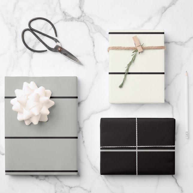 Japandi sea life coastal beige neutral monochrome wrapping paper sheets (Front)